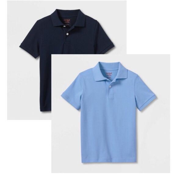 (2) NWT Cat & Jack Boys Polo Shirt Casual Short Sleeve School Sz M (8/10) Lot - Picture 1 of 5